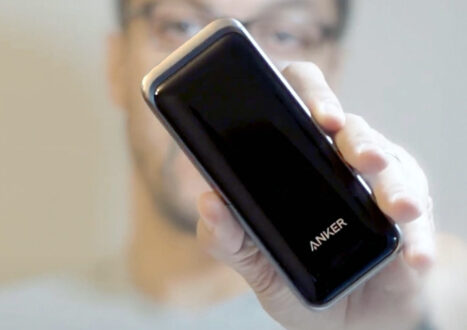 man holding anker power bank